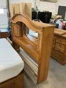 Queen size oak bed set and mattress
