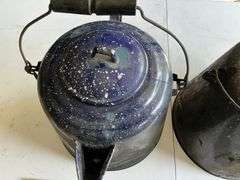 Enamel ware coffee pots and canner