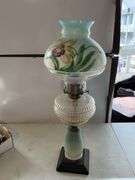 Vintage oil lamp-shade is chipped