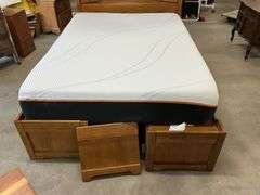 Queen size oak bed set and mattress