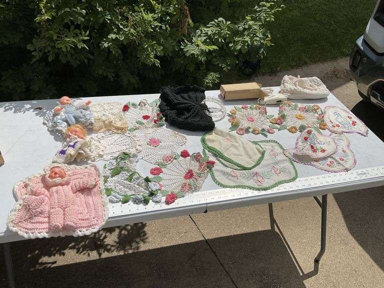 Assorted handy work, doilies, etc.