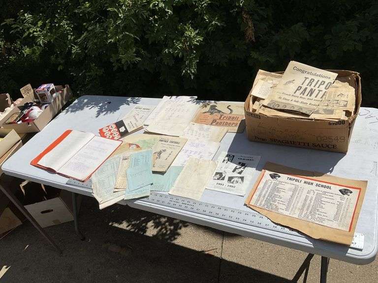 Tripoli area newspapers, football playbook, old