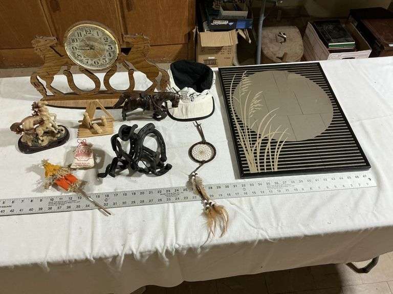 Mirror and western type decor and clock