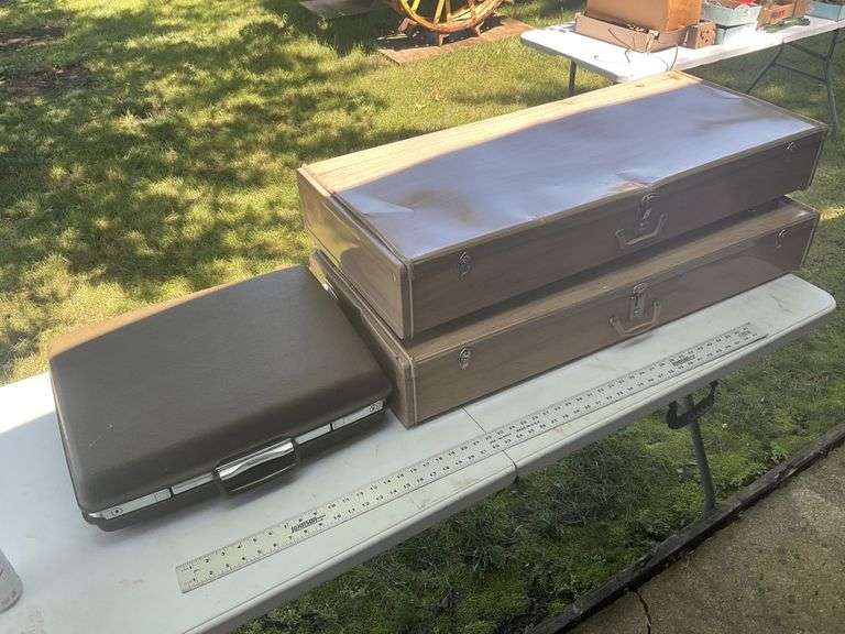 2- metal cases and Samsonite suitcase