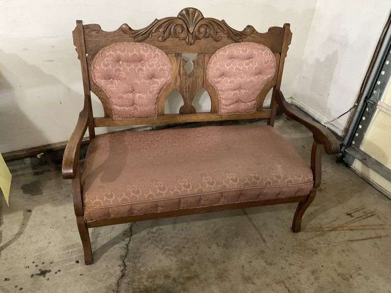 Antique oak loveseat ,original