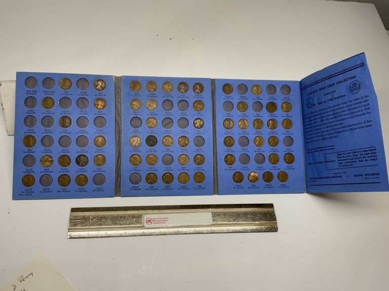 Lincoln head cent book 1909–1940 with coins