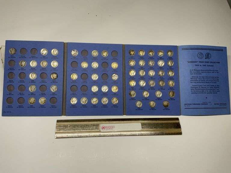 Mercury dime book with coins