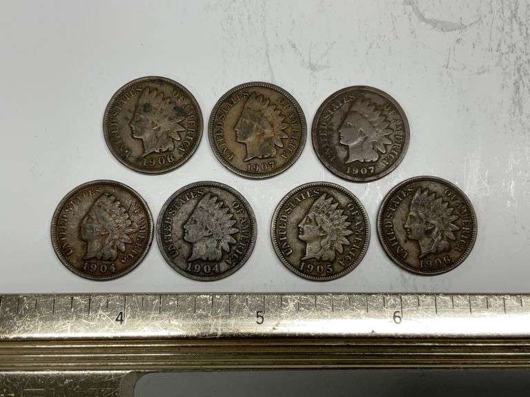 7- Indian head cents 1904-1907