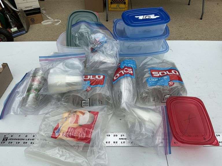 Plastic storage containers, solo cups, etc.