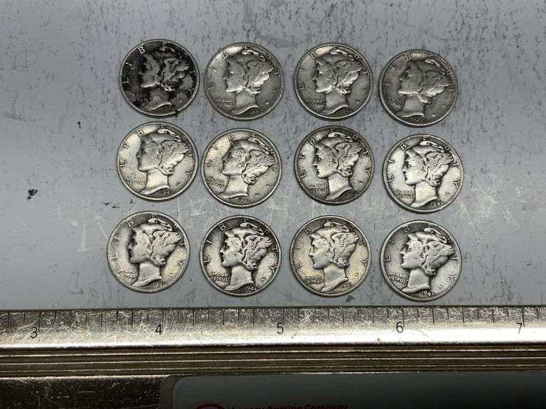 12- mercury dimes from the 40s