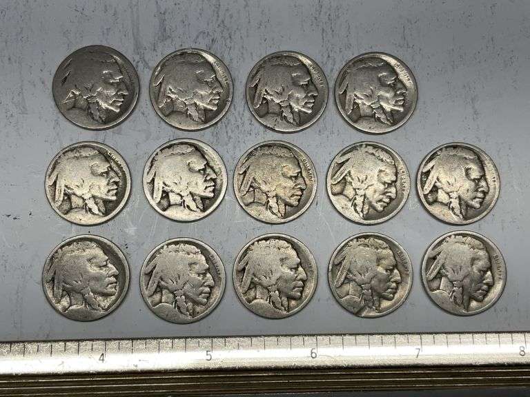 14- buffalo Nickels , worn off dates