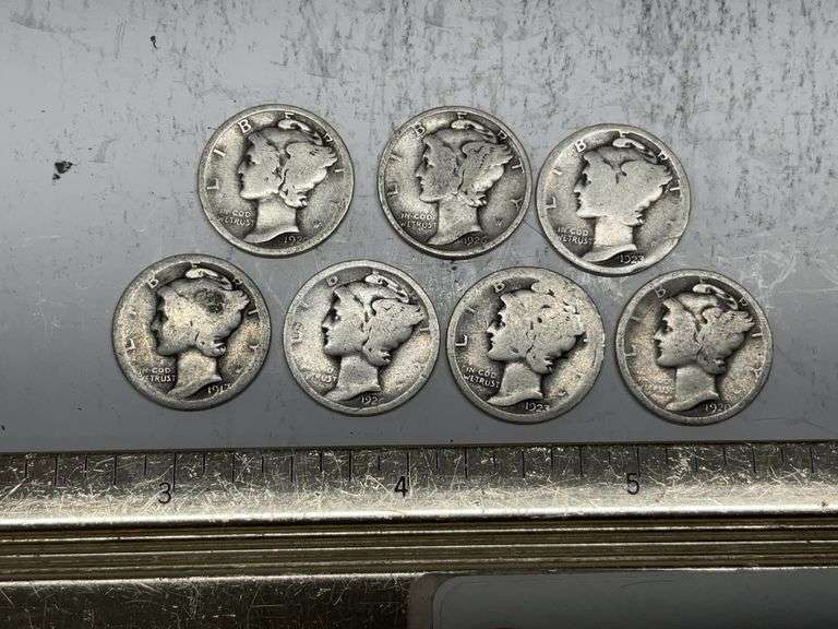 7- Mercury dimes from the teens and 20s