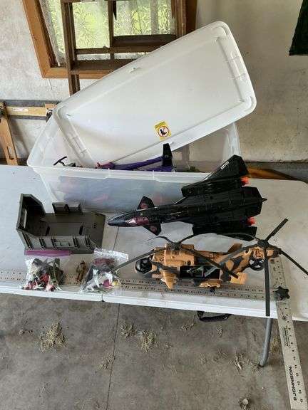 Tote with Hasbro toys, GI Joe