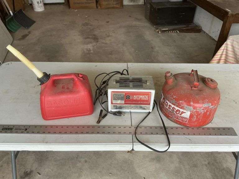 Battery charger and gas cans