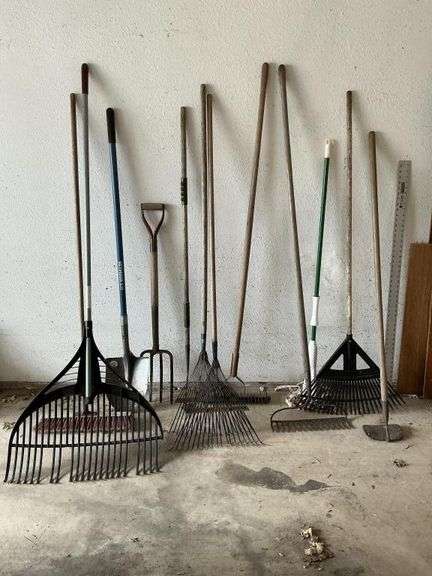 Rakes and dirt shovel etc.