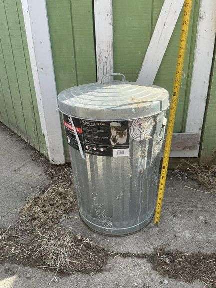 Galvanized trashcan