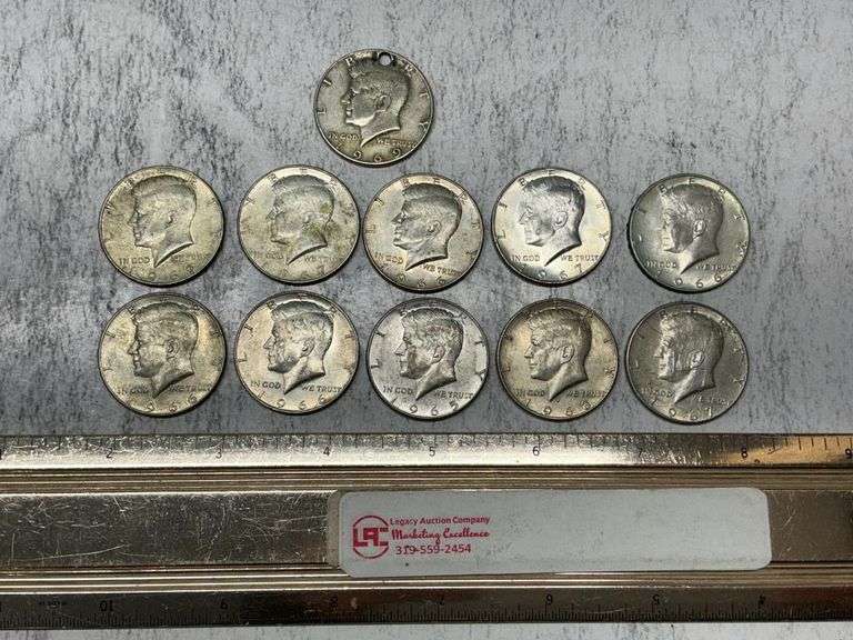 11- Kennedy Silver clad half dollars