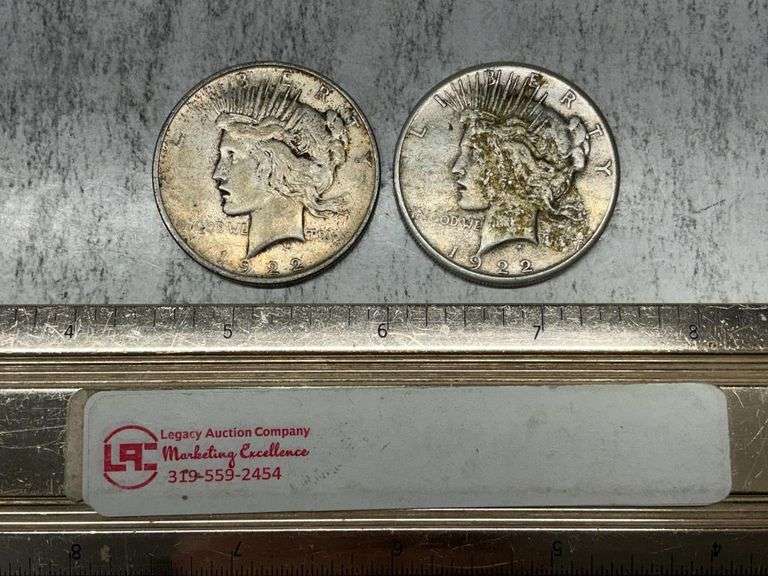 2- 1922 Peace silver dollars D, S