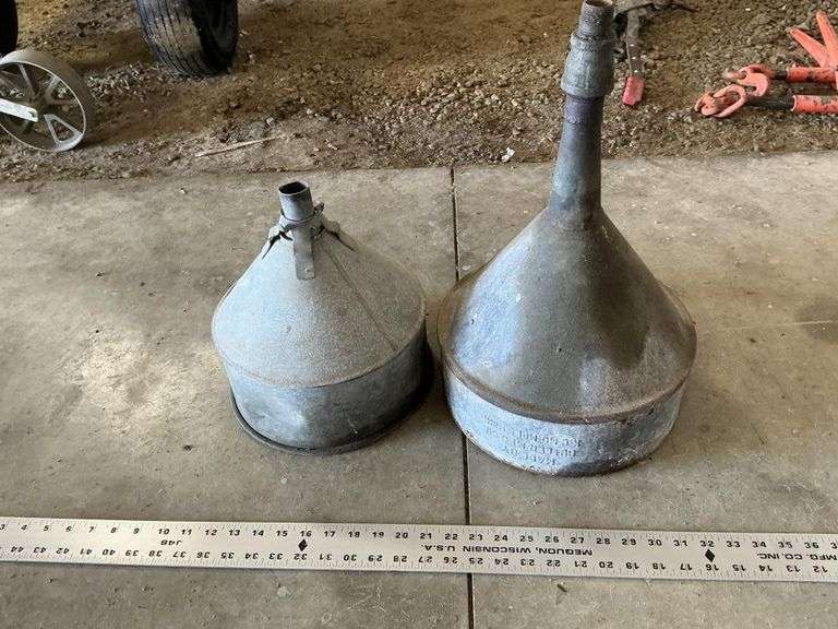 Vintage oil funnels