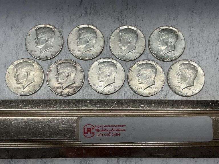 9- 1964 Kennedy Silver half dollars