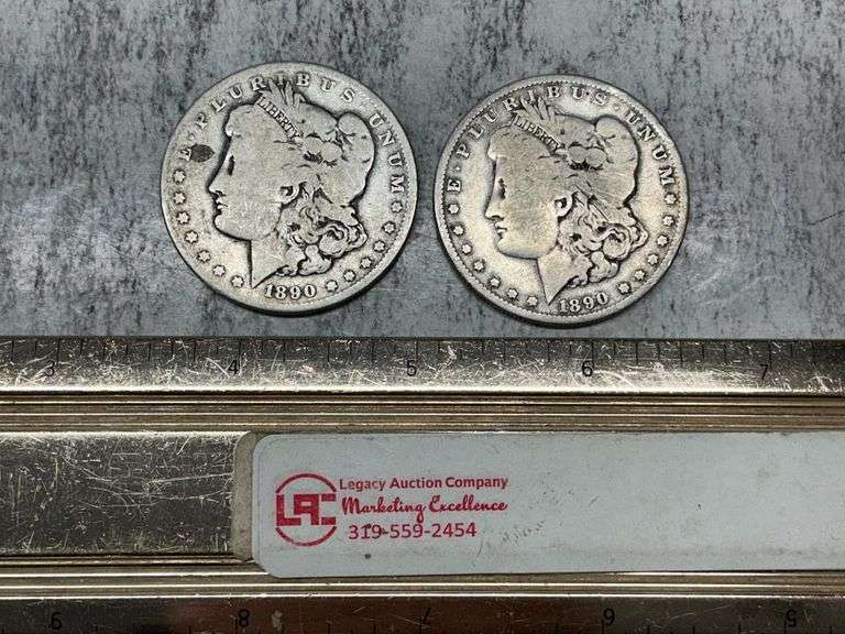 2- 1890 O Morgan Silver dollars