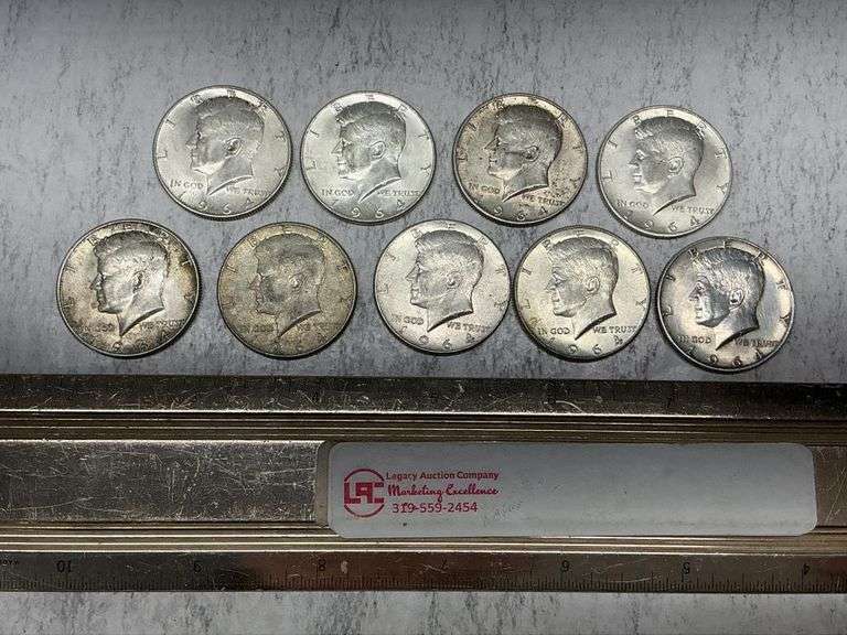 9- 1964 Kennedy Silver half dollars