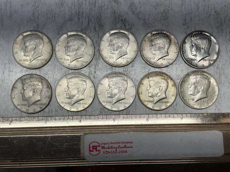 10- 1964 Kennedy Silver half dollars