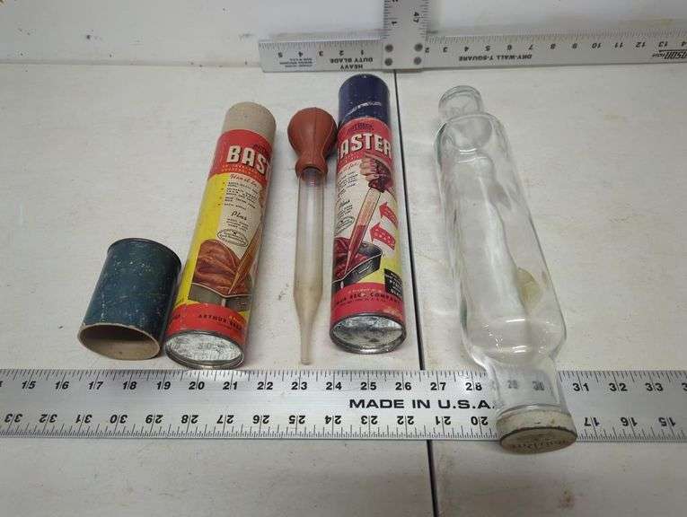 Vintage glass basters, glass rolling pin