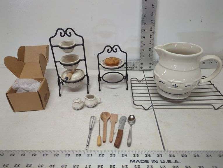 Longaberger pitcher, sugar, creamer, etc . Mini