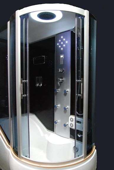 Black Luxury Shower/Tub 36"x60" RHD Jetted, With Many Accessories