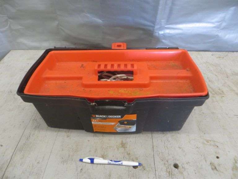 Plastic Tool Box With Rope & Bungee Cords - Lambrecht Auction, Inc.