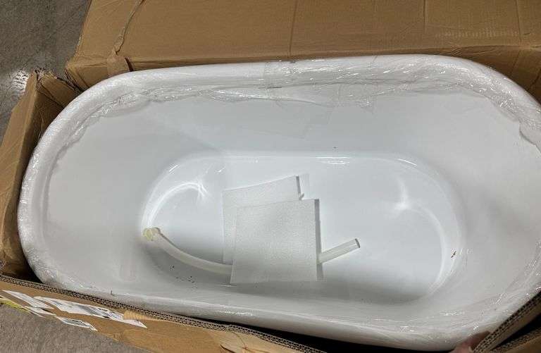 AKDY 59 in. Acrylic Center Drain Oval Double Slipper Flatbottom Freestanding Bathtub