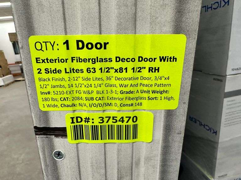 Exterior Fiberglass Deco Door With 2 Side Lites 63 1/2"x81 1/2" RH