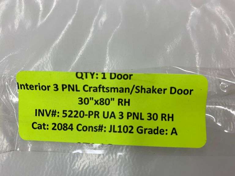 Primed Interior 3 Panel Craftsman/ Shaker Door 30"x80" RH (Unassembled)