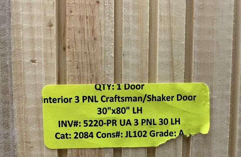 Primed Interior 3 Panel Craftsman/Shaker Door 30"x80" LH (Unassembled)