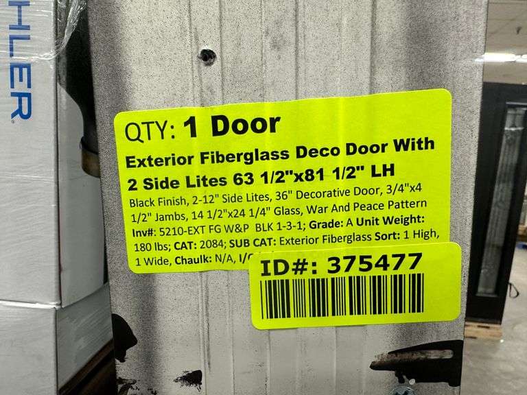 Exterior Fiberglass Deco Door With 2 Side Lites 63 1/2"x81 1/2" LH