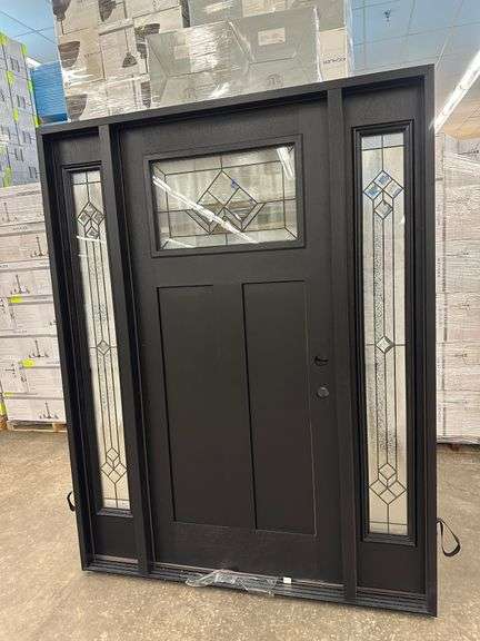 Exterior Fiberglass Deco Door With 2 Side Lites 63 1/2"x81 1/2" LH