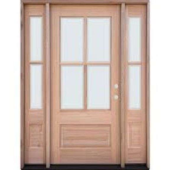 Exterior 4-Lite Mahogany Door 1-3-1, LH