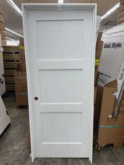 Primed Interior 3 Panel Shaker Door 32"x80" RH (Unassembled)