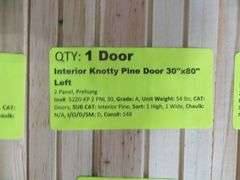 Interior Knotty Pine Door 30"x80" LH 2 PNL (Unassembled)