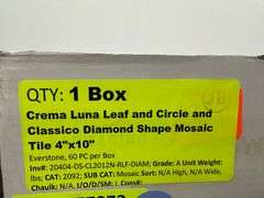 Crema Luna Leaf and Circle and Classico Diamond Shape Mosaic Tile 4 5/8"x4 5/8"