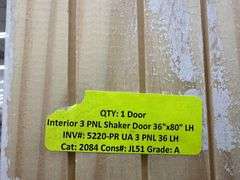 Interior 3 PNL Shaker Door 36"x80" LH (Unassembled)