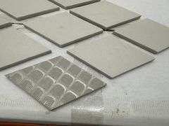 Crema Luna Leaf and Circle and Classico Diamond Shape Mosaic Tile 4 5/8"x4 5/8"