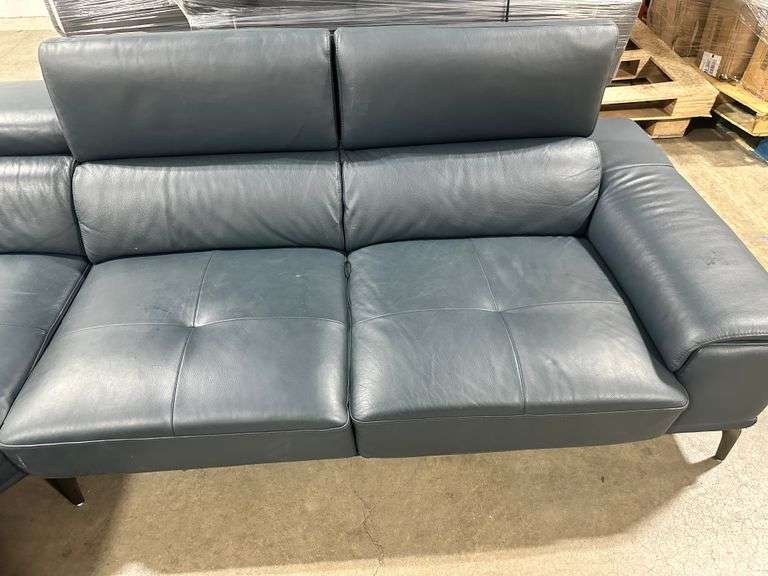 Quinton Blue Leather Sectional
