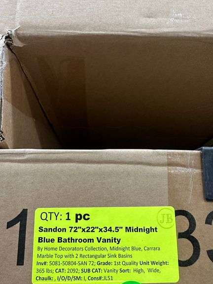 Sandon 72"x22"x34.5" Midnight Blue Bathroom Vanity