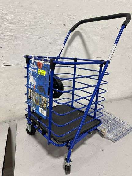 Milwaukee Steel Shopping Cart in Blue with Accessory Basket - Lambrecht