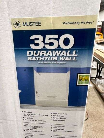 Mustee 760t 30wht Mustee Durawall 30 in. x 60 in. x 58 in. 3-Piece Easy Up Adhesive ...