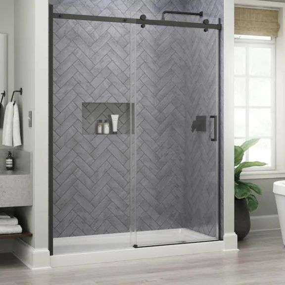 Clovis Goods 21S1002-72MB 68-72 W x 76 H Inch Double Sliding Frameless Shower Door