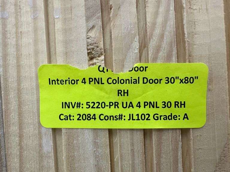 Interior 4 PNL Colonial Door 30"x80" RH (Unassembled)
