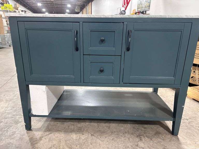 Sherway 49 in W x 22 in D x 35 in H Double Sink Freestanding Bath Vanity - Cracks In Stone